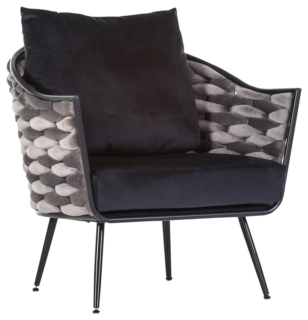 FOTEL - fekete/szürke, Lifestyle, textil/fém (77/74/78cm) - Carryhome