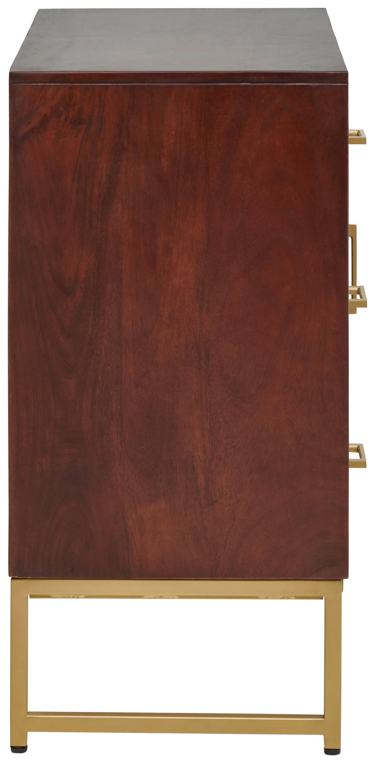 KOMODA, mangové drevo, zlatá, farba vlašského orecha, 85/80/40 cm - zlatá/farba vlašského orecha, Design, kov/drevo (85/80/40cm) - MID.YOU