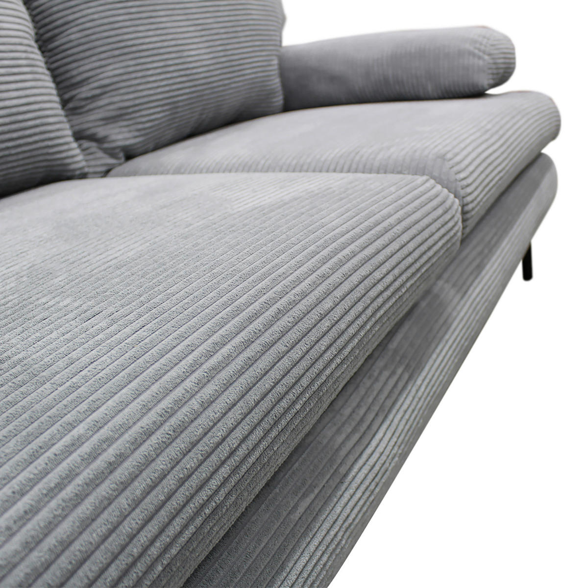 SCHLAFSOFA  mit Cord Hellgrau  - Hellgrau/Schwarz, Design, Holz/Textil (202/85/99cm) - P & B