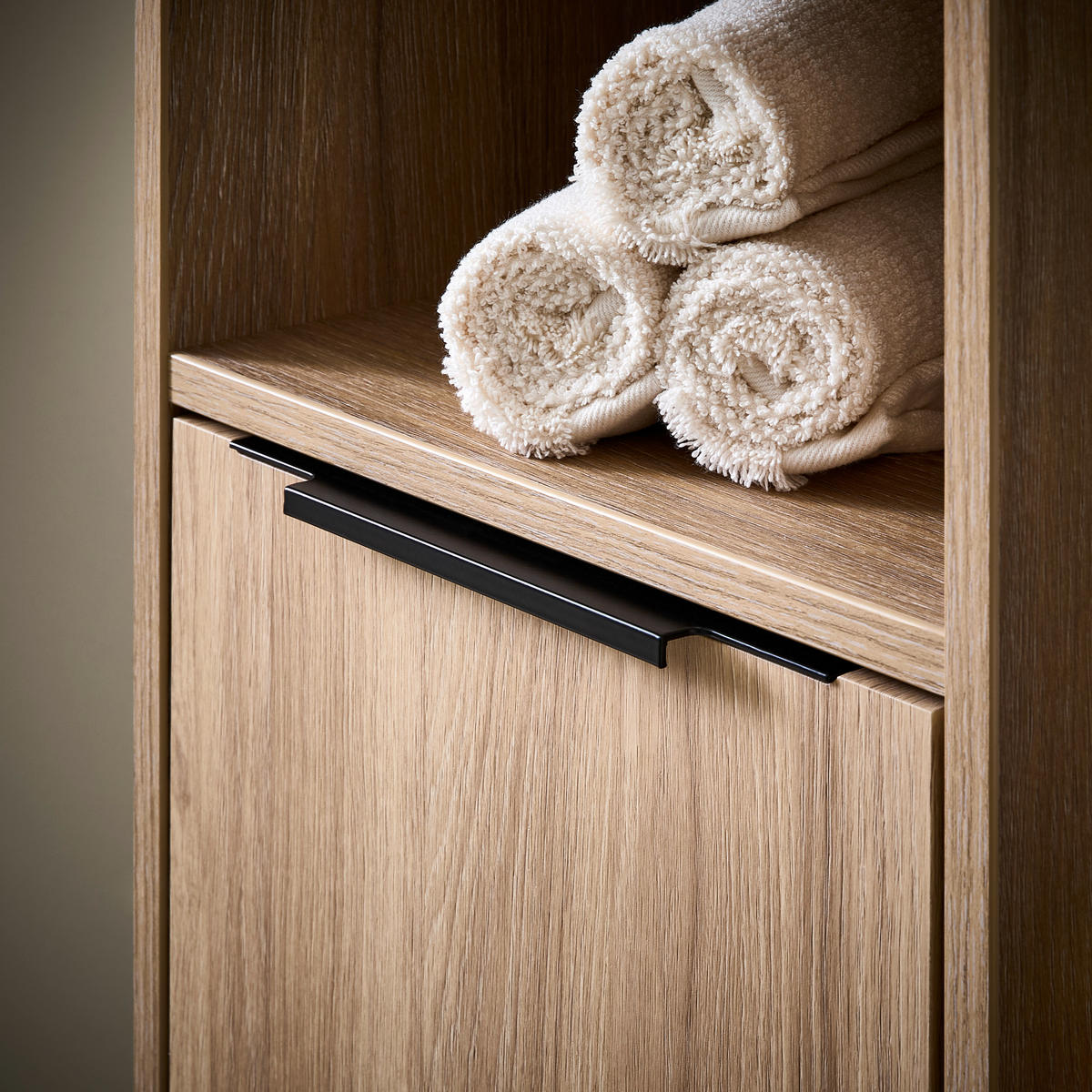 HOCHSCHRANK 35/165/33 cm  - Eichefarben/Schwarz, MODERN, Holzwerkstoff/Metall (35/165/33cm) - Welnova