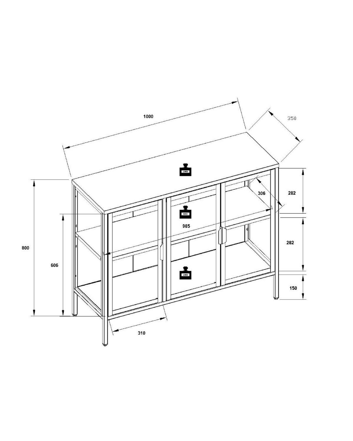 VITRINE in Weiss  - Weiss/Transparent, Design, Glas/Metall (110/80/35cm) - MID.YOU