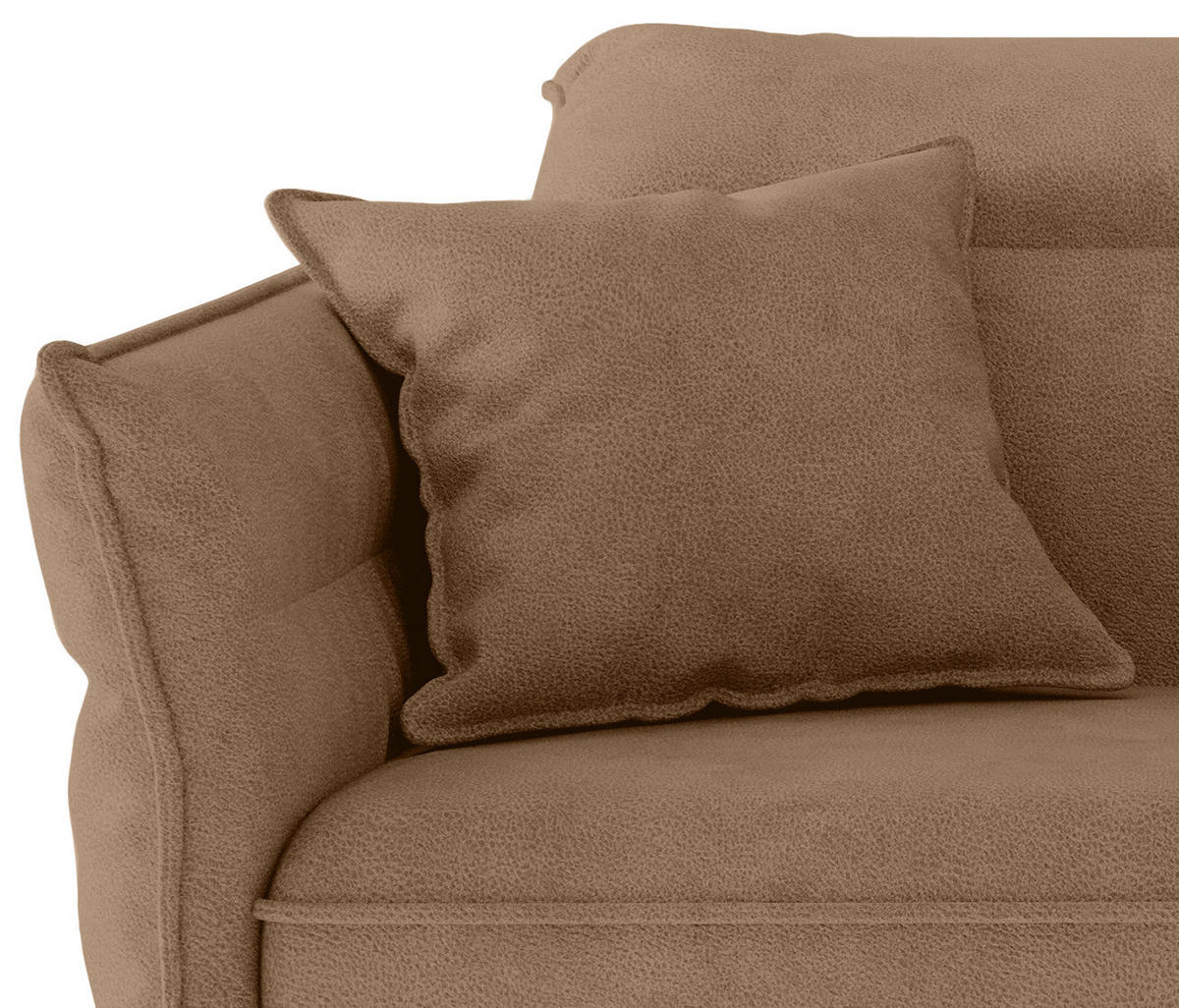 ENSEMBLE DE SALON in Flachgewebe Hellbraun  - Hellbraun/Edelstahlfarben, Design, Textil/Metall (265/185cm) - Livetastic