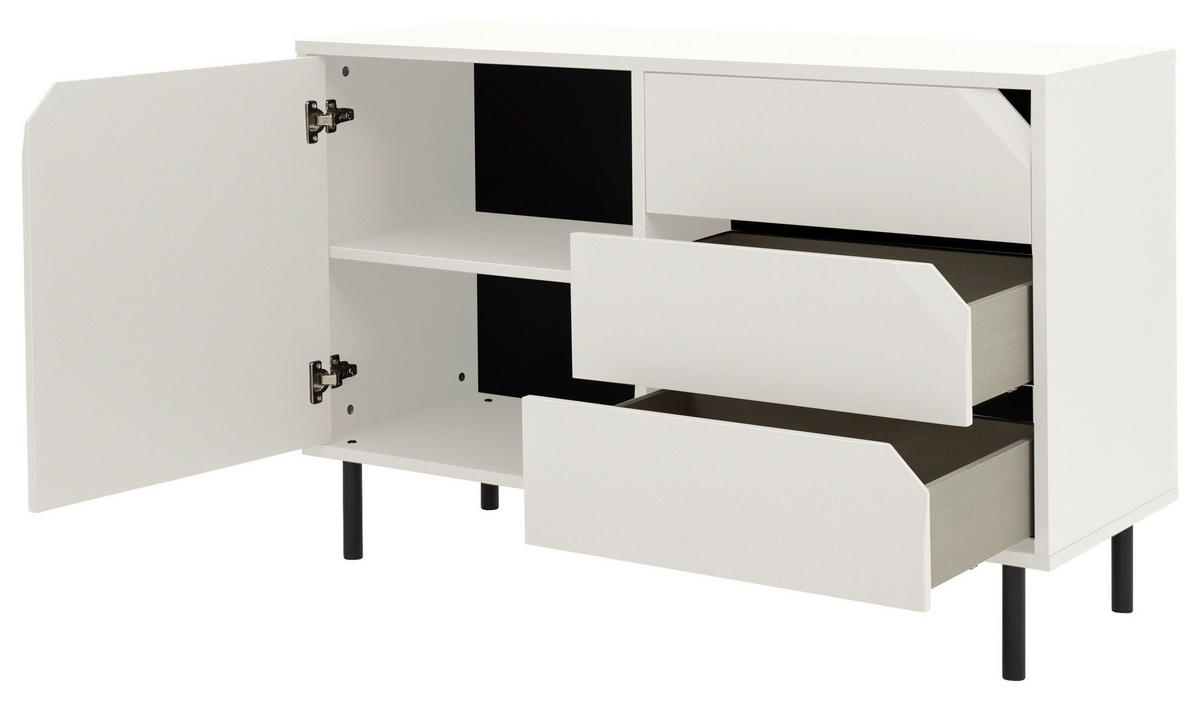 SIDEBOARD  in 118/77/43 cm  - Schwarz/Weiß, Design, Holzwerkstoff/Metall (118/77/43cm)