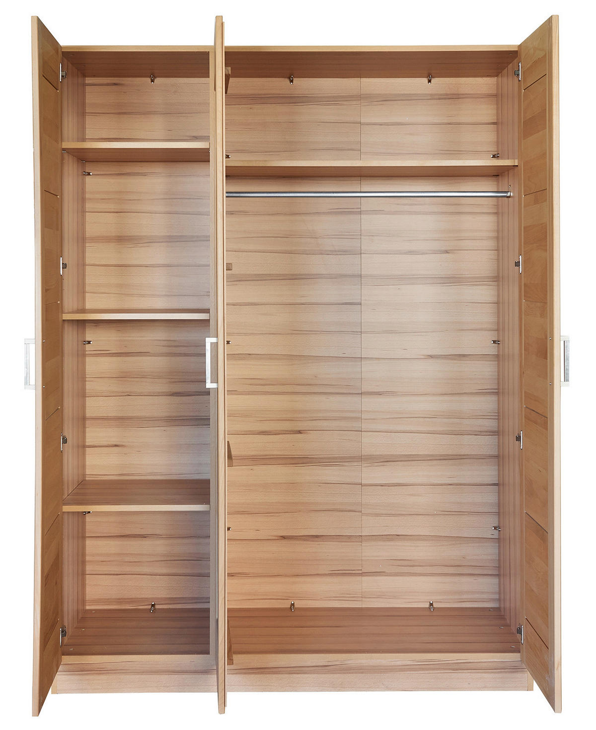 DREHTÜRENSCHRANK 152/205/60 cm 3-türig Kernbuche  - Kernbuche/Nickelfarben, Natur, Glas/Holz (152/205/60cm) - Boxxx