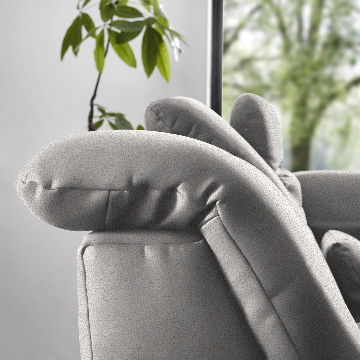 ECKSOFA Flachgewebe Silberfarben  - Chromfarben/Silberfarben, Design, Textil (309/195cm) - Beldomo Style