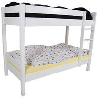 ETAGENBETT 90/200 cm Weiß  - Buchefarben/Weiß, KONVENTIONELL, Holz (90/200cm) - Linea Natura