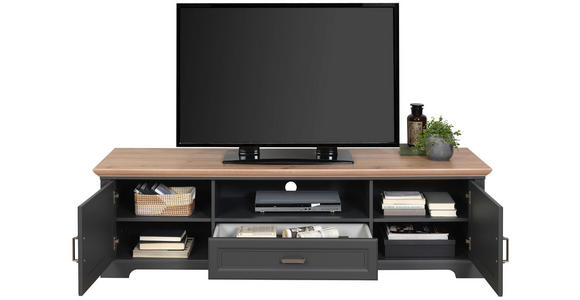 TV-ELEMENT Holzwerkstoff Eiche Artisan  - Graphitfarben/Eiche Artisan, ROMANTIK / LANDHAUS, Holzwerkstoff/Metall (193/54/51cm) - Hom`in