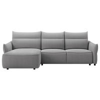 ECKSOFA Grau Webstoff Rückenkissen, Bettkasten, Schlaffunktion, Rücken echt, Liegefläche im Originalstoff  - Schwarz/Grau, KONVENTIONELL, Kunststoff/Textil (179/306cm) - Milino