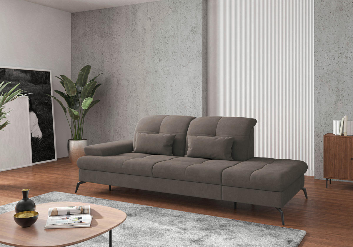 RÉCAMIERE in Flachgewebe Schlammfarben  - Schlammfarben/Schwarz, Konventionell, Textil/Metall (231/90/122cm) - Sit & More