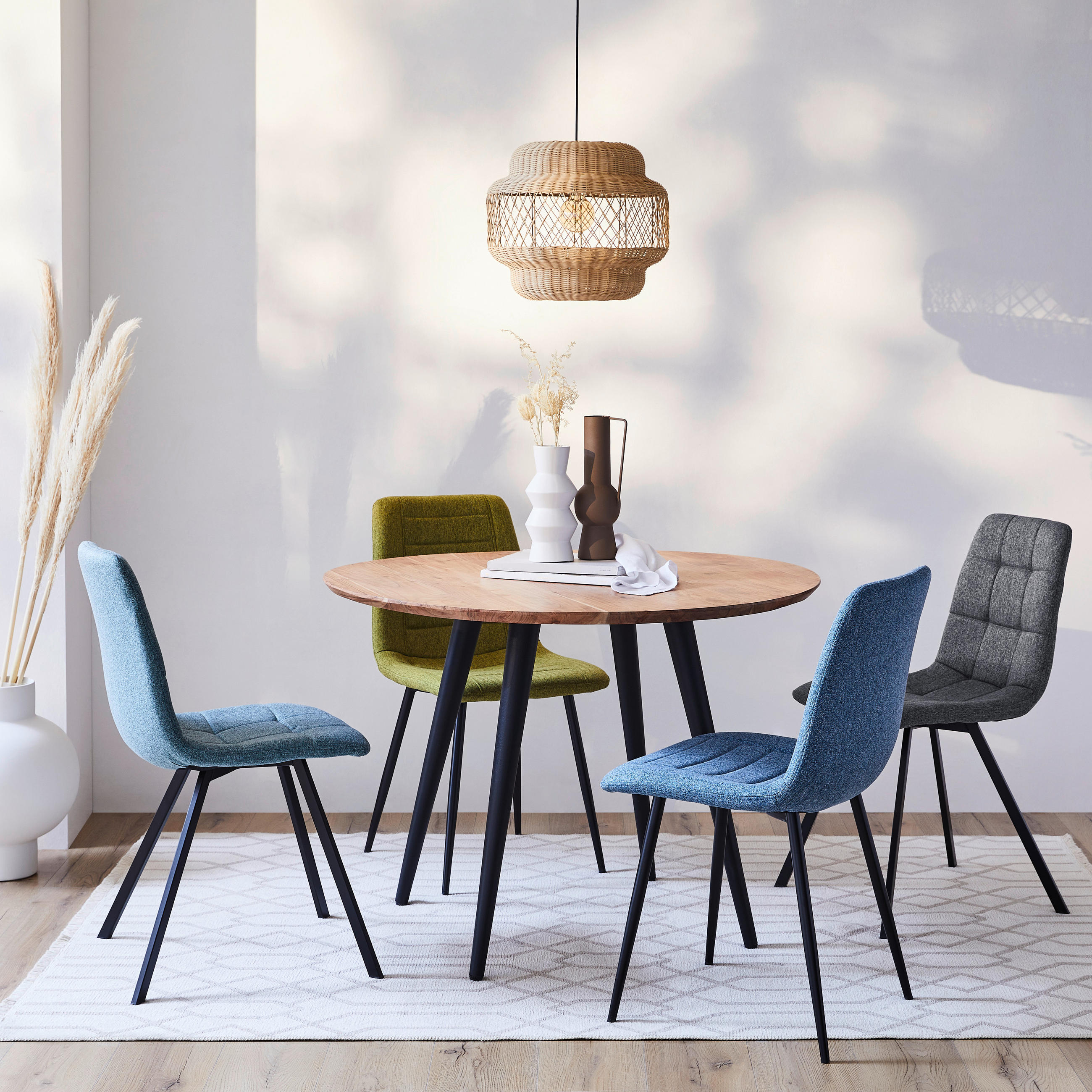 STOL, kovina, tekstil modra, črna - modra/črna, Design, kovina/tekstil (45/86/55cm) - Xora