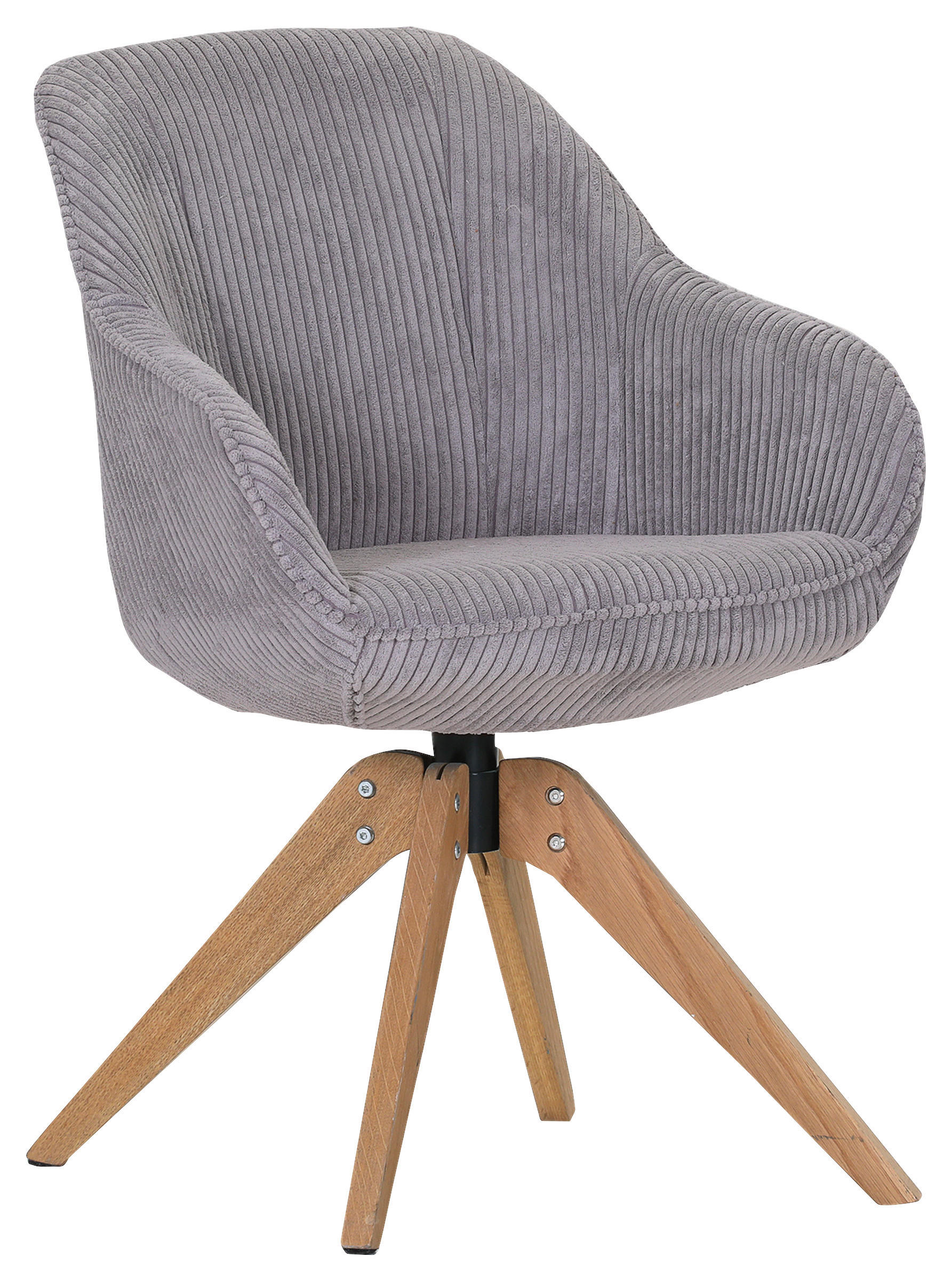 ARMLEHNSTUHL  Stoffauswahl, Sitzfläche 360° drehbar Cord  Hellgrau  - Eichefarben/Hellgrau, LIFESTYLE, Holz/Textil (60/83/65cm) - home24