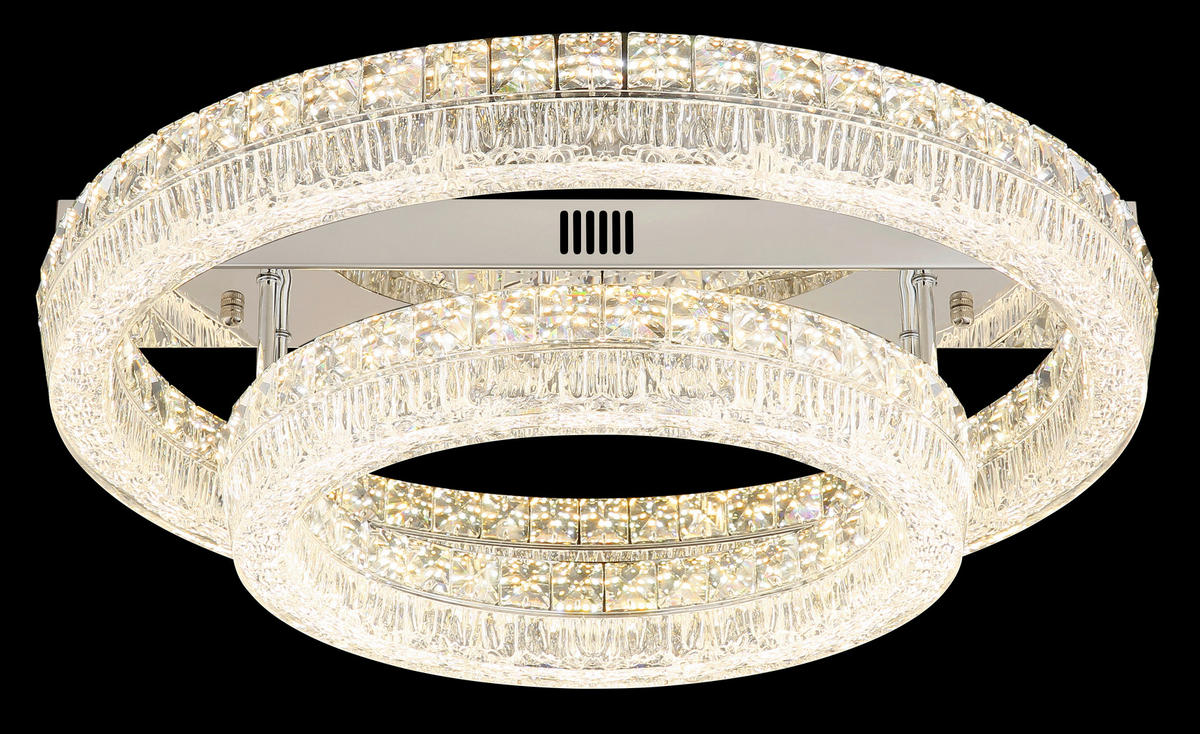 LED-DECKENLEUCHTE 60/19,5 cm   - Klar/Chromfarben, KONVENTIONELL, Glas/Kunststoff (60/19,5cm) - Globo