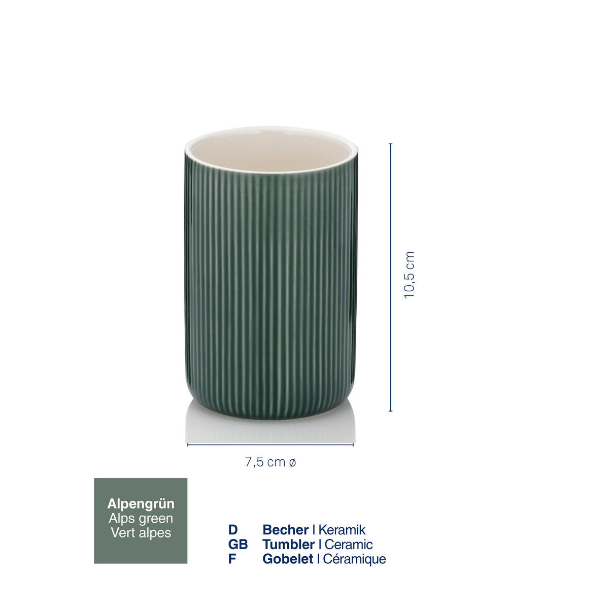 ZAHNPUTZBECHER Keramik  - Dunkelgrün/Grün, Basics, Keramik (7,5/10,5cm) - Kela