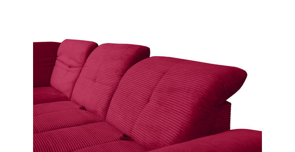 ECKSOFA in Cord Rot 242/313 cm - Rot/Schwarz, Design, Textil/Metall (242/313cm) - Xora