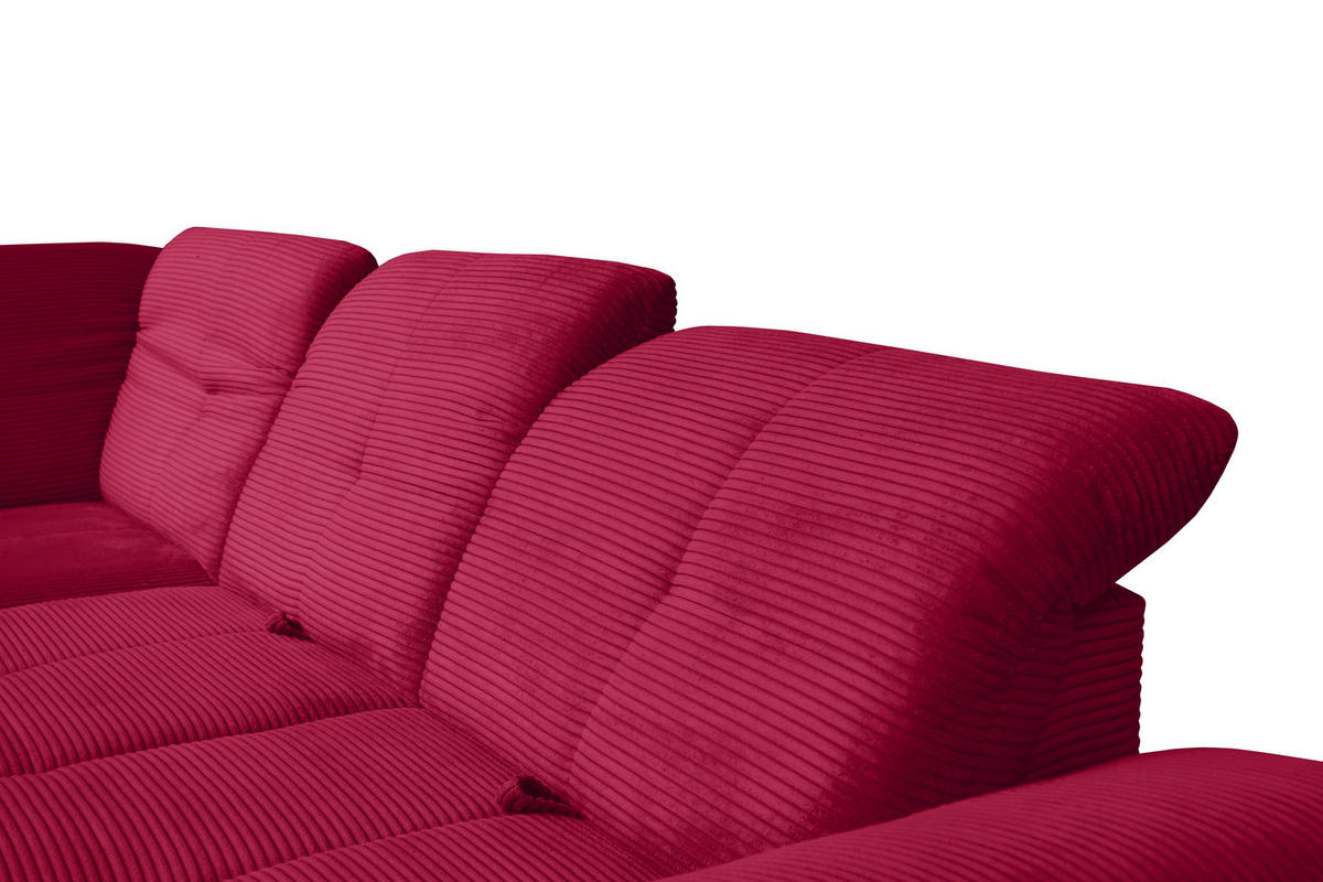 ECKSOFA in Cord Rot  - Rot/Schwarz, Design, Textil/Metall (242/313cm) - Xora