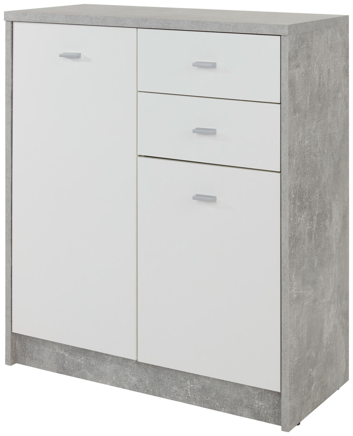 KOMODA   74/85,4/34,6 cm   siva, bijela  - bijela/siva, Moderno, drvni materijal/plastika (74/85,4/34,6cm) - Modern Living