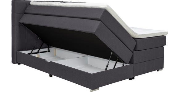 BOXSPRINGBETT 180/200 cm  in Dunkelgrau  - Dunkelgrau/Alufarben, KONVENTIONELL, Kunststoff/Textil (180/200cm) - Carryhome