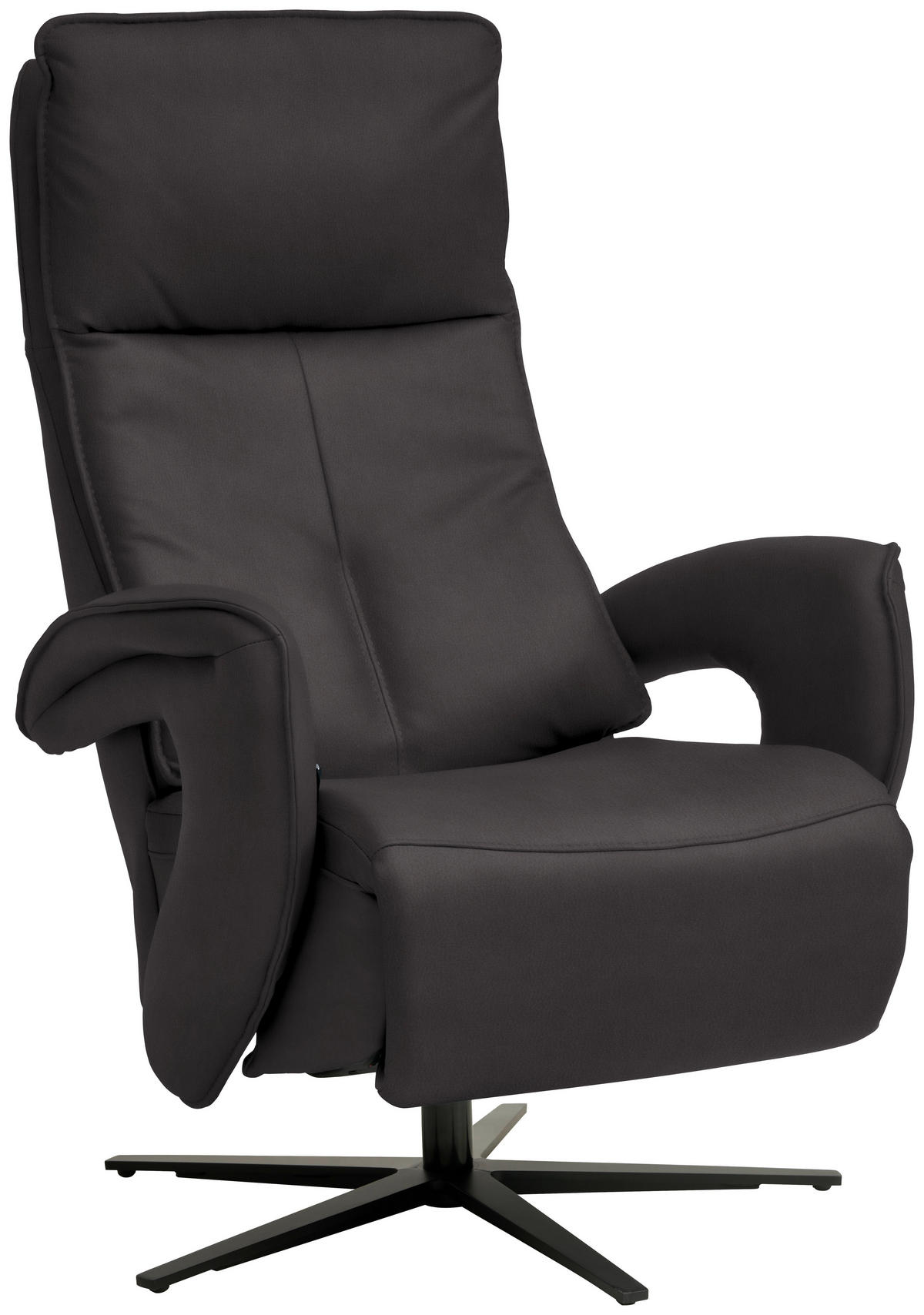 RELAXSESSEL in Leder Dunkelbraun  - Dunkelbraun/Schwarz, Design, Leder/Metall (77/119/87cm) - Valdera