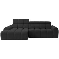 ECKSOFA  in Chenille Schwarz  152/290 cm  - Schwarz, Design, Kunststoff/Textil (152/290cm) - Stylife