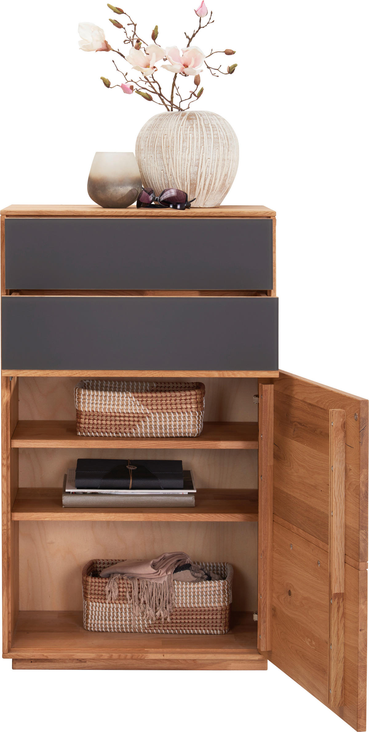 SCHUHSCHRANK  in 60/105/38 cm  - Eichefarben/Anthrazit, Natur, Glas/Holz (60/105/38cm) - Waldwelt
