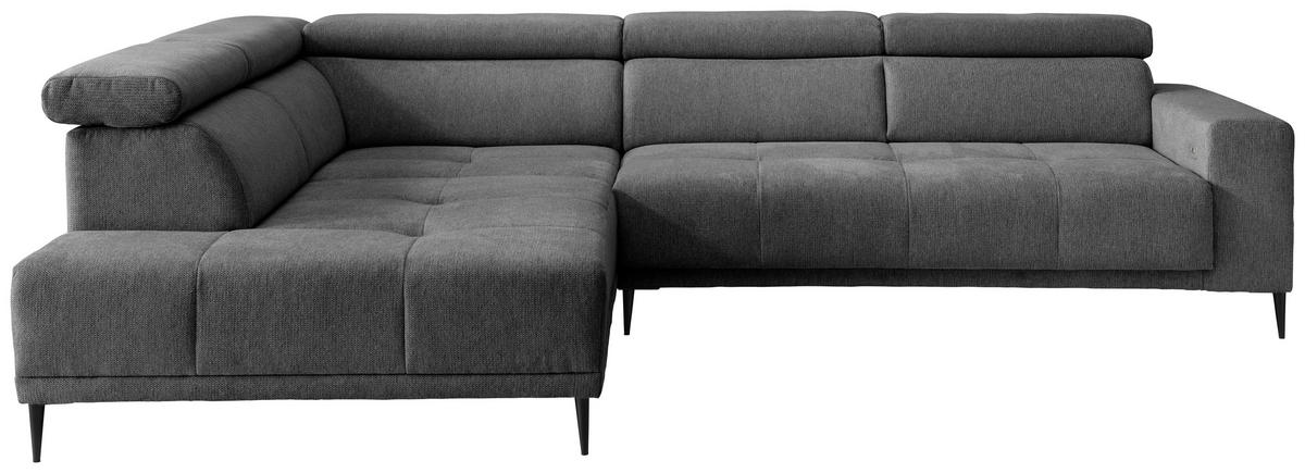 ECKSOFA Chenille Anthrazit  - Anthrazit/Schwarz, Konventionell, Textil/Metall (225/305cm) - Livetastic