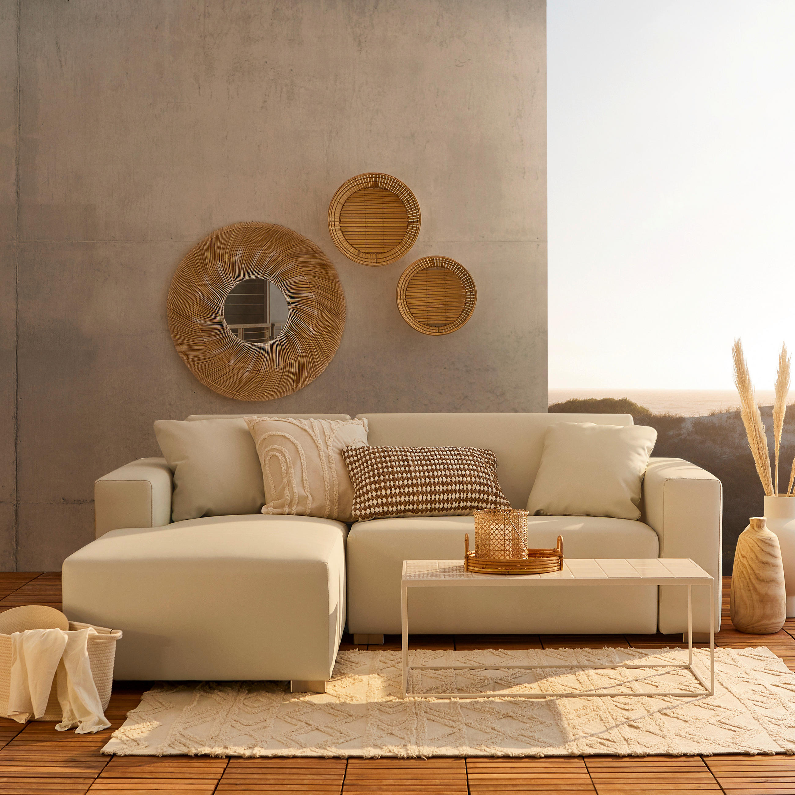 Livetastic Loungesofa Willy Out Creme, Champagner, 214x78x164 cm