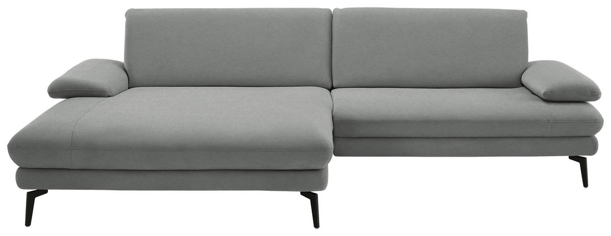 ECKSOFA Chenille, Flachgewebe Grau  - Schwarz/Grau, Design, Textil/Metall (180/284cm) - Dieter Knoll
