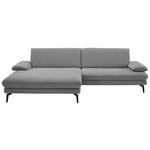 ECKSOFA  in Chenille, Flachgewebe Grau  180/284 cm  - Schwarz/Grau, Design, Textil/Metall (180/284cm) - Dieter Knoll