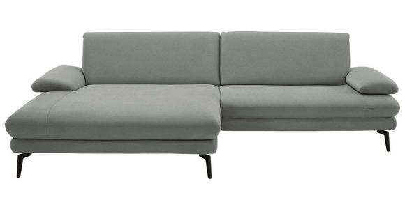 ECKSOFA  in Chenille, Flachgewebe Grau  180/284 cm  - Schwarz/Grau, Design, Textil/Metall (180/284cm) - Dieter Knoll