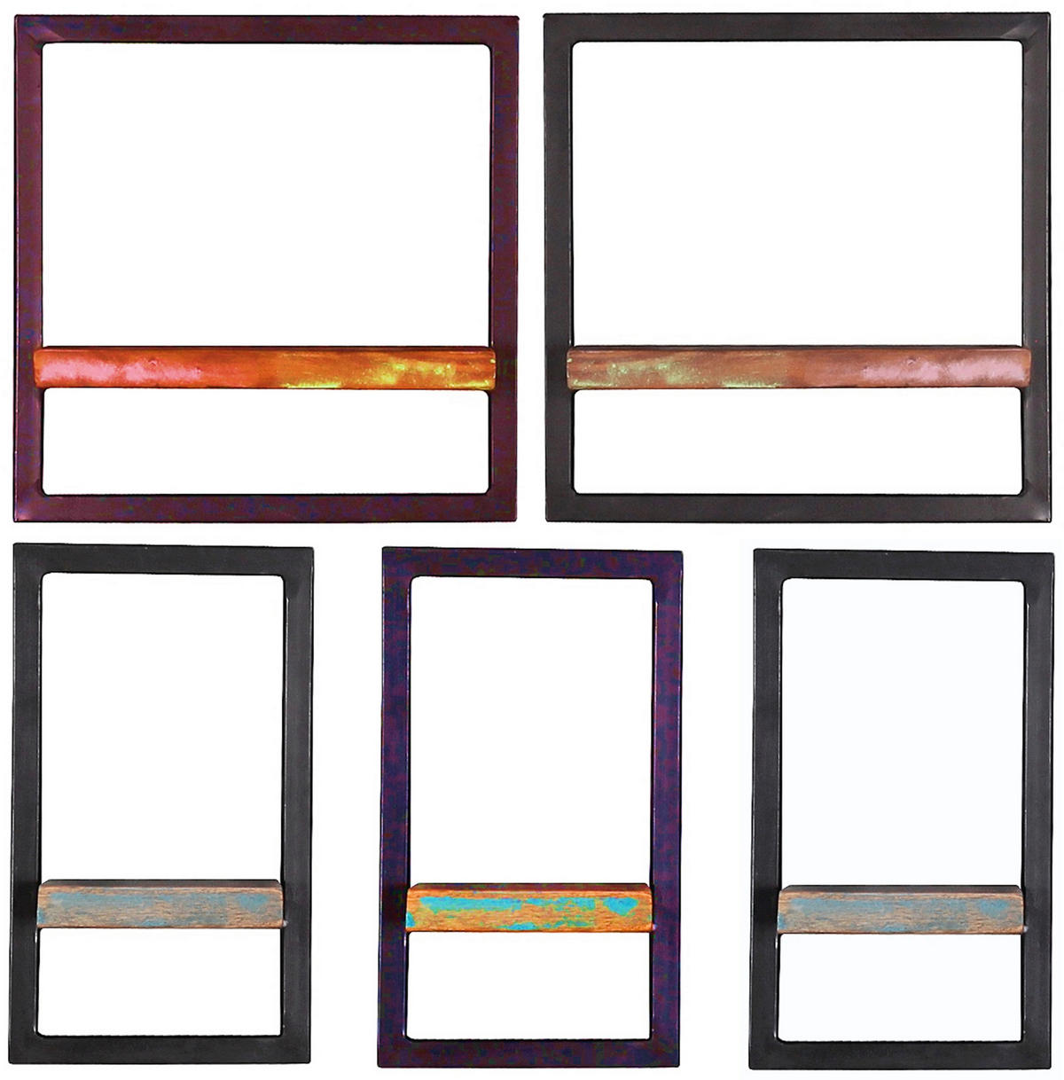 WANDREGALSET 75/75/25 cm  - Multicolor/Schwarz, Design, Holz/Metall (75/75/25cm) - MID.YOU