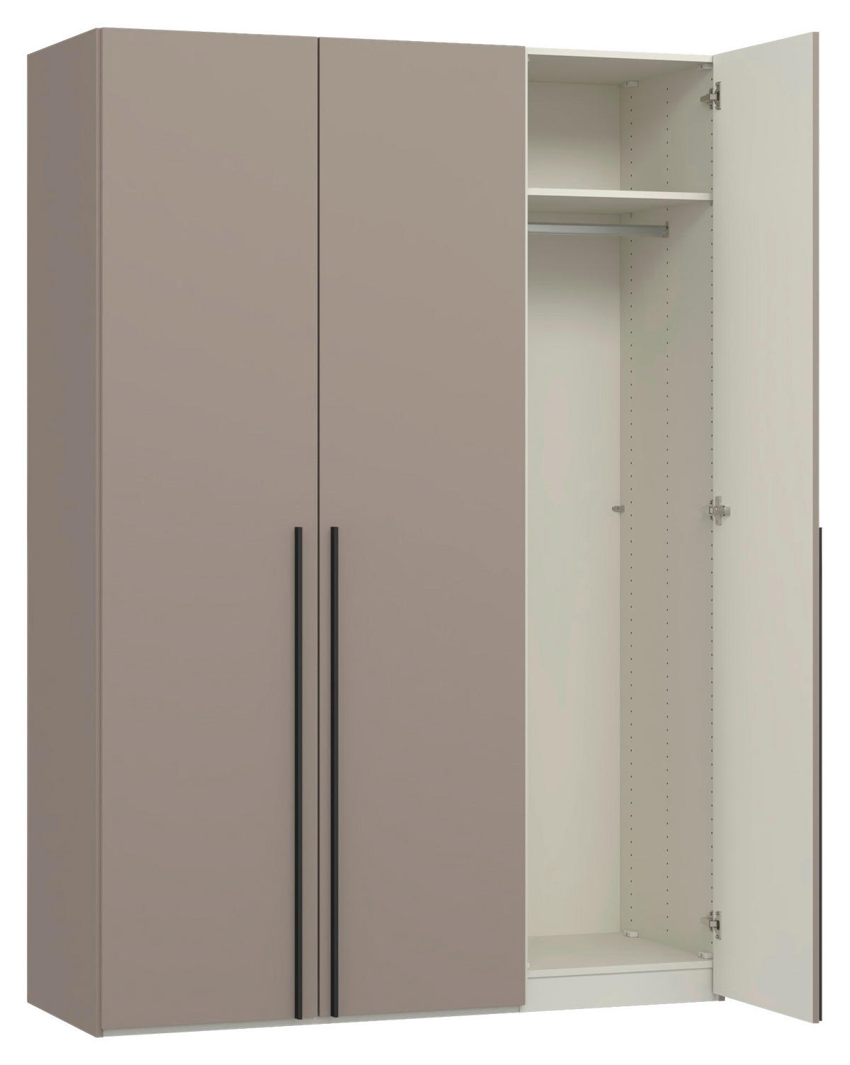 DREHTÜRENSCHRANK 152/220/59 cm,  in Hellbraun, 3-türig  - Hellbraun/Schwarz, Design, Holzwerkstoff/Metall (152/220/59cm) - Jutzler