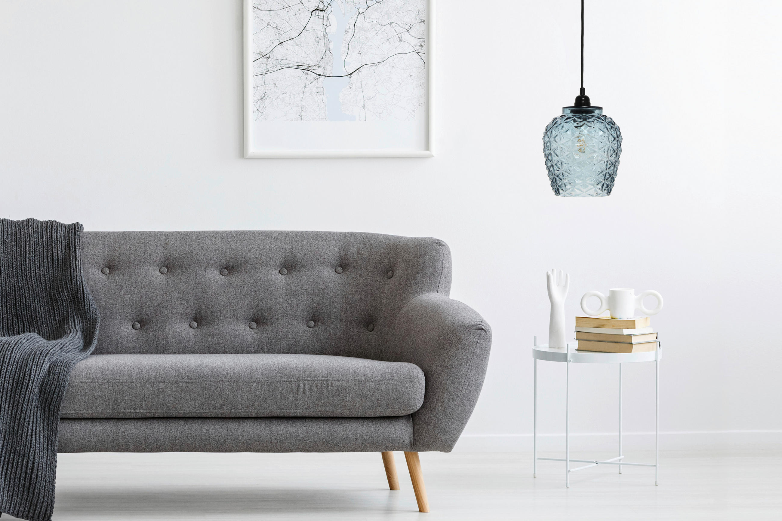 ZÁVESNÉ SVIETIDLO, 18/18/24 cm  - modrá, Basics, sklo (18/18/24cm) - MID.YOU