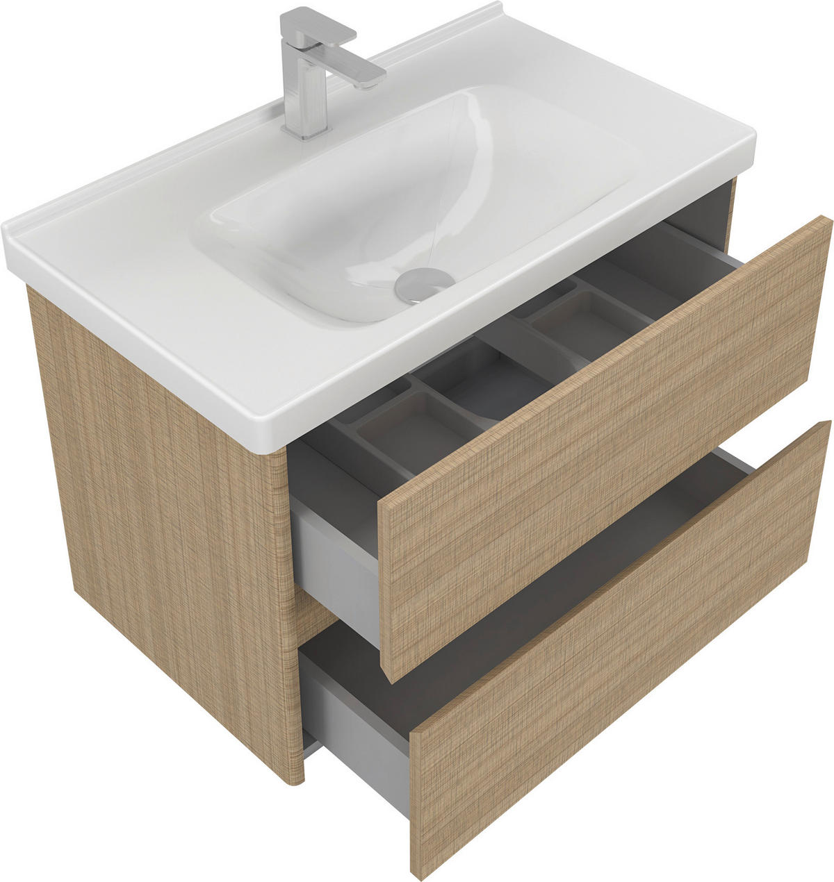 BADEZIMMER 3-teilig  in  - Eichefarben/Weiß Hochglanz, MODERN, Glas/Keramik (80/119/45cm) - MID.YOU