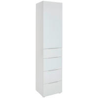 MEHRZWECKSCHRANK 45/196/42 cm  in Weiß  - Weiß Hochglanz/Alufarben, Design, Glas/Holzwerkstoff (45/196/42cm) - Voleo