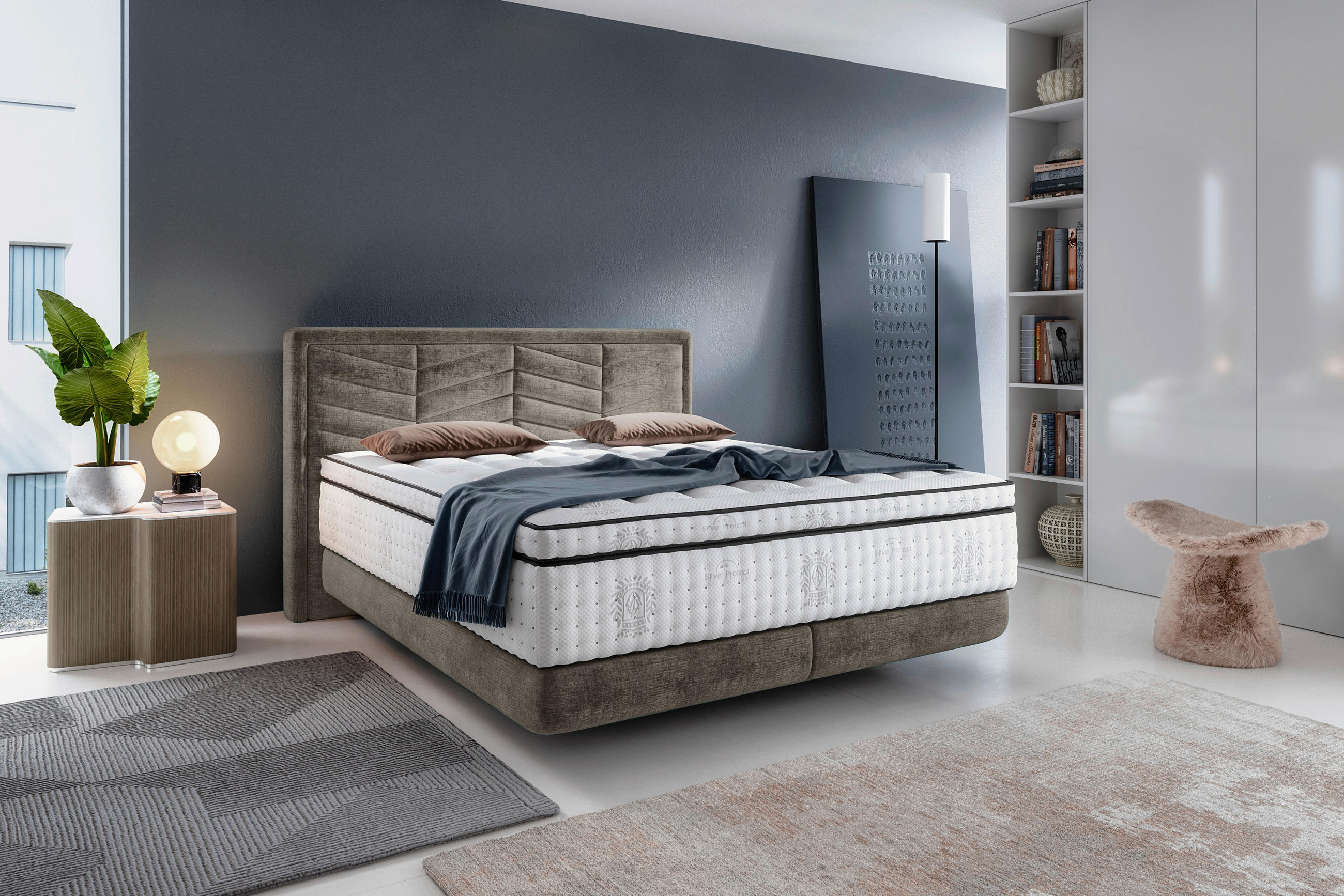 BOXSPRINGBETT 140/200 cm  in Grau  - Schwarz/Grau, KONVENTIONELL, Kunststoff/Textil (140/200cm) - Carryhome