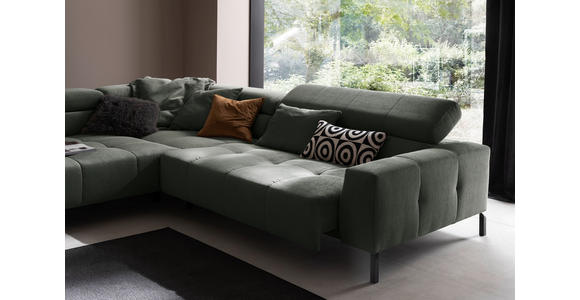 ECKSOFA in Feincord Olivgrün  - Schwarz/Olivgrün, KONVENTIONELL, Textil/Metall (219/311cm) - Hom`in