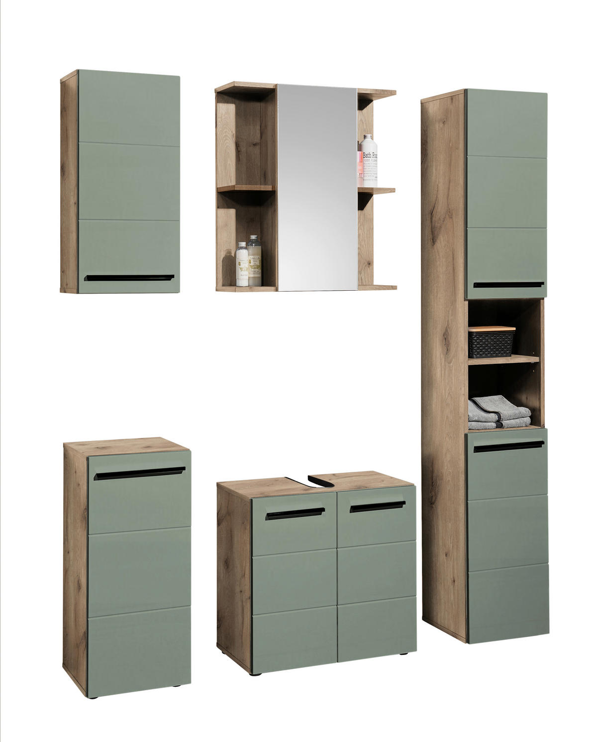 HOCHSCHRANK 34/190/31 cm  - Eichefarben/Schwarz, Basics, Holzwerkstoff/Kunststoff (34/190/31cm) - MID.YOU