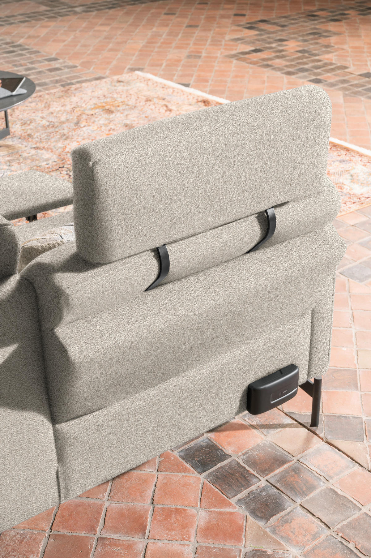 ECKSOFA in Flachgewebe, Struktur Beige  254/230 cm  - Anthrazit/Beige, Design, Textil/Metall (254/230cm) - Johann Jakob
