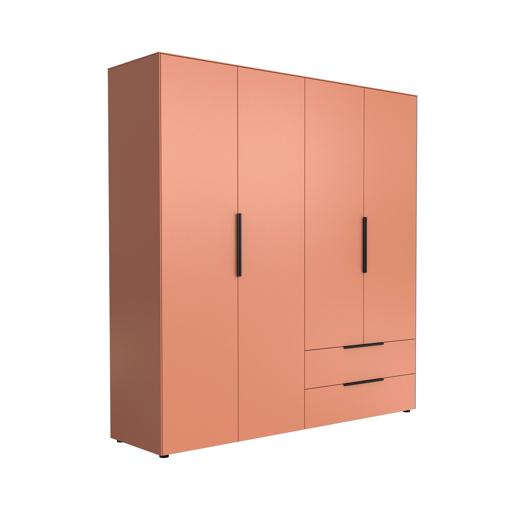 DREHTÜRENSCHRANK Rot 4 Tür(en)  - Rot/Schwarz, Design, Holzwerkstoff/Metall (200/212/55cm) - Lomoco