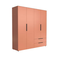 DREHTÜRENSCHRANK Rot 4 Tür(en)  - Rot/Schwarz, Design, Holzwerkstoff/Metall (200/212/55cm) - Lomoco