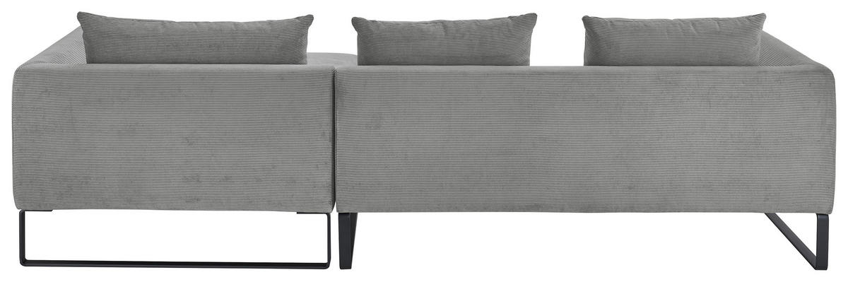 ECKSOFA Grau Feincord  - Schwarz/Grau, KONVENTIONELL, Textil/Metall (284/178cm) - Hom`in