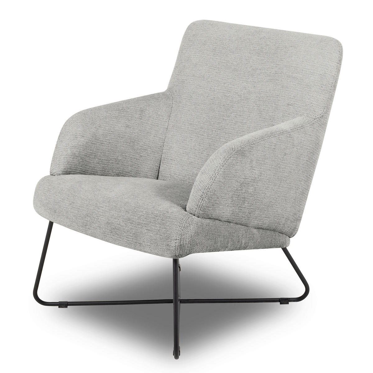 SESSEL Chenille Grau  - Schwarz/Grau, Design, Textil/Metall (67/87/74cm) - Livetastic