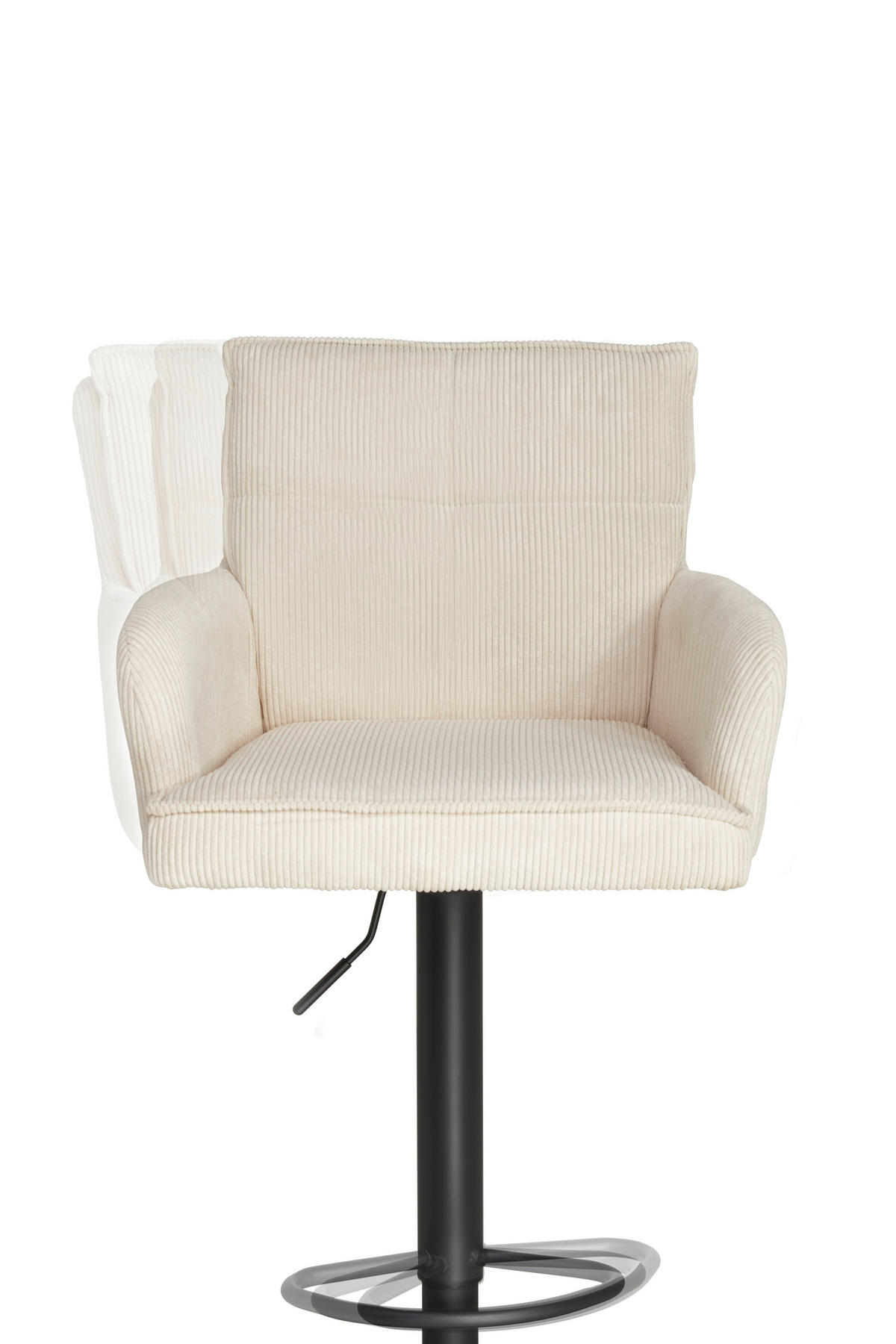 BARHOCKER in Metall, Textil Schwarz, Beige  - Beige/Schwarz, KONVENTIONELL, Textil/Metall (57/100-121/57cm) - MID.YOU