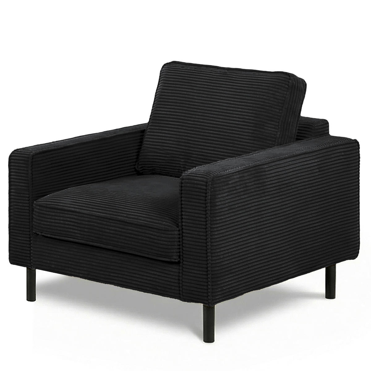 SESSEL in Cord Schwarz  - Schwarz, Design, Textil/Metall (88/85/92cm) - Livetastic