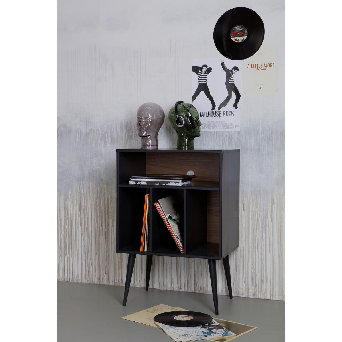 KOMMODE James  in 60/83/44 cm  - Walnussfarben/Schwarz, Design, Holz/Holzwerkstoff (60/83/44cm) - Livetastic