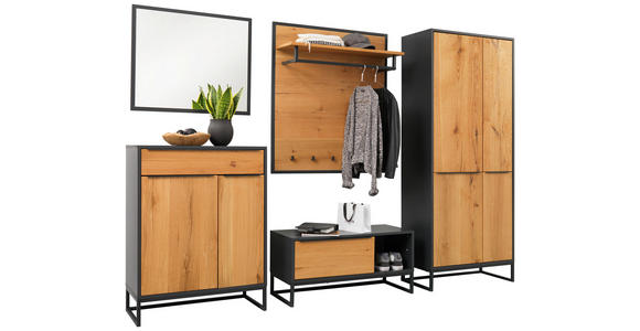 GARDEROBENBANK 94,4/46/40 cm - Eichefarben/Anthrazit, Trend, Holzwerkstoff/Metall (94,4/46/40cm) - Novel