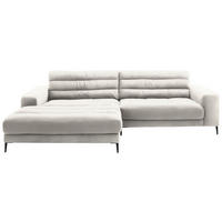 ECKSOFA in Cord Weiß  207/296 cm  - Schwarz/Weiß, Design, Textil/Metall (207/296cm) - Dieter Knoll