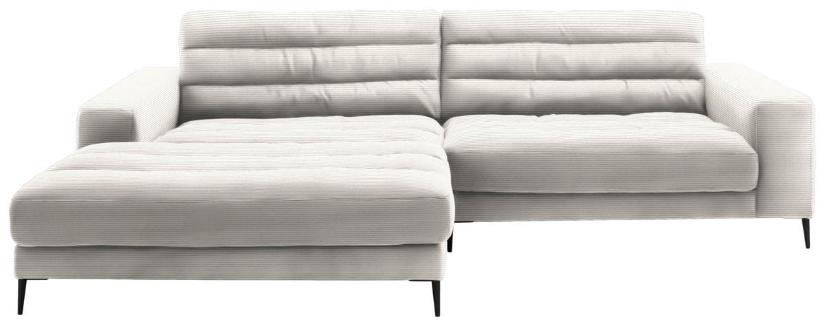 ECKSOFA in Cord Weiß  207/296 cm  - Schwarz/Weiß, Design, Textil/Metall (207/296cm) - Dieter Knoll