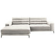 ECKSOFA Badia in Cord Weiß  207/296 cm  - Schwarz/Weiß, Design, Textil/Metall (207/296cm) - Dieter Knoll