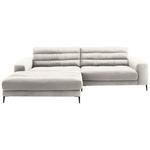 ECKSOFA Badia in Cord Weiß  207/296 cm  - Schwarz/Weiß, Design, Textil/Metall (207/296cm) - Dieter Knoll